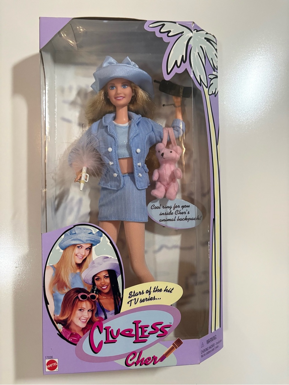 Mattel Clueless Cher Doll with Blur Outfit & Pink Plush Bear Bag - NIB